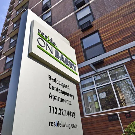 furnished living room at Reside on Barry Apartments