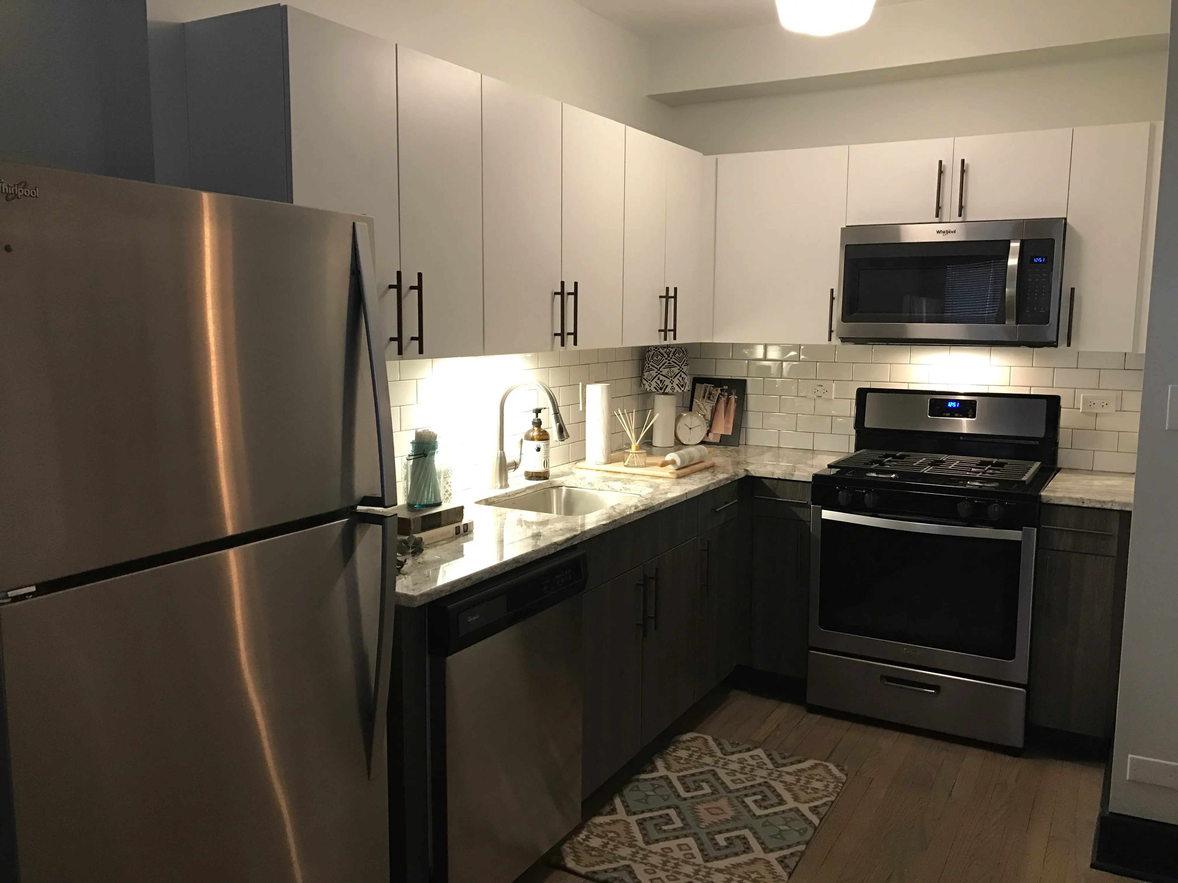 living area in model unit at The Edison Apartments in Edgewater!