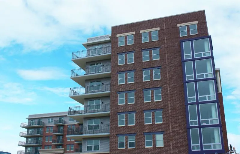 exterior balconies at 544 Oak at Parkside of Old Town Apartments 