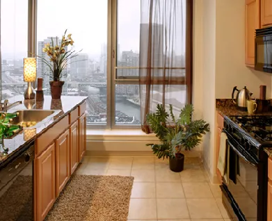 exterior tower at Left Bank Apartments in Chicago