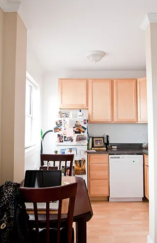 furnished living room apt 601 at 1939 N Lincoln Apartments in Lincoln Park 