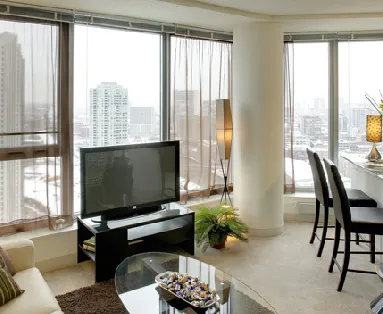 exterior tower at Left Bank Apartments in Chicago