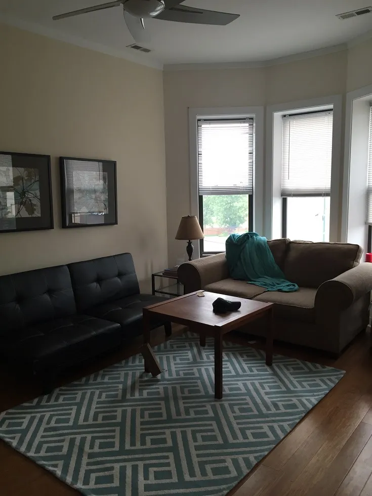 light brown brick exterior of 2401 N Clybourn Apartments