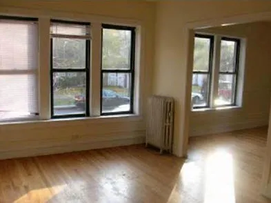 exterior entry courtyard of Schubert Square Apartments in Logan Square
