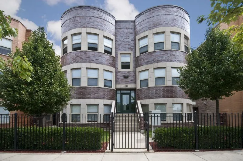 the front of Legends South Apartments in Bronzeville Chicago