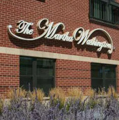 the driveway and entrance to The Martha Washington Apartments in Chicago