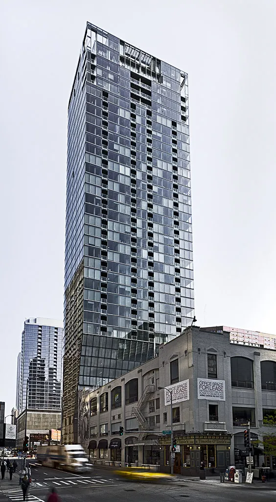 skyline Chicago view from 600 North Fairbanks Apartments