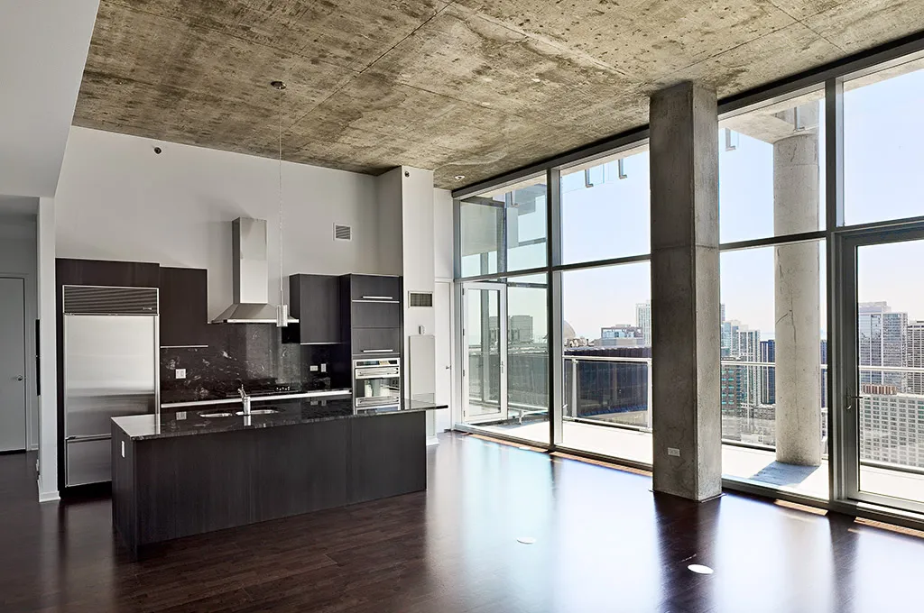 skyline Chicago view from 600 North Fairbanks Apartments