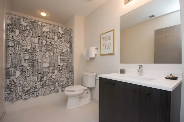 furnished living room at 4027 North Broadway Apartments
