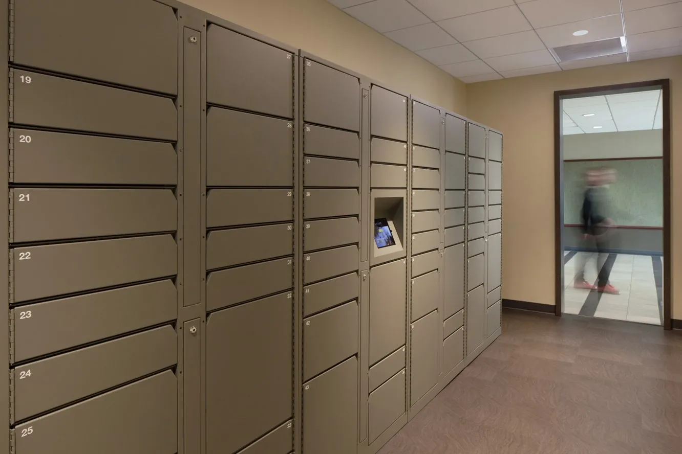 living room and view at Twin Towers Apartments in Hyde Park Chicago