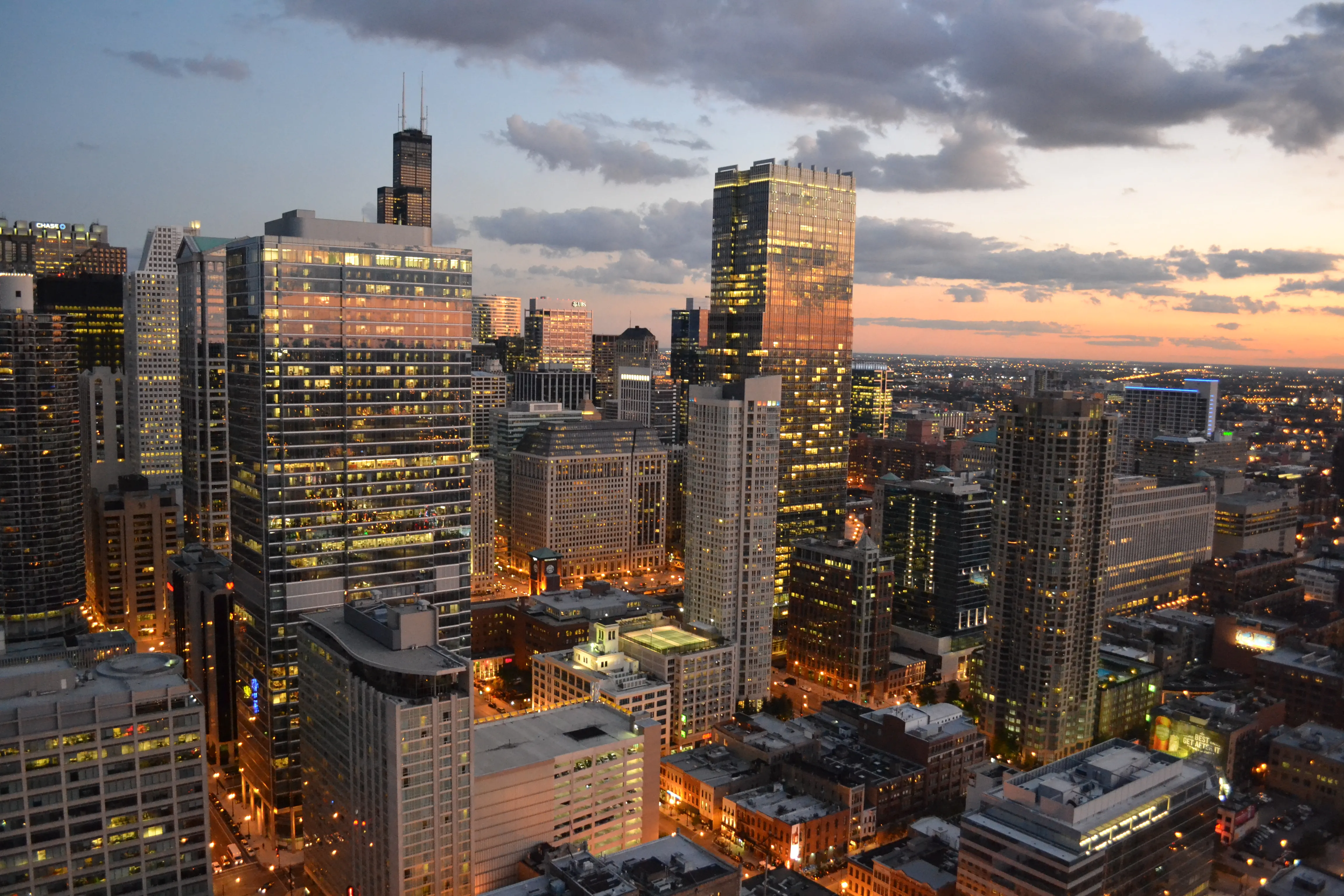 Kitchen with white cabinets at Grand Plaza Apartments in River North