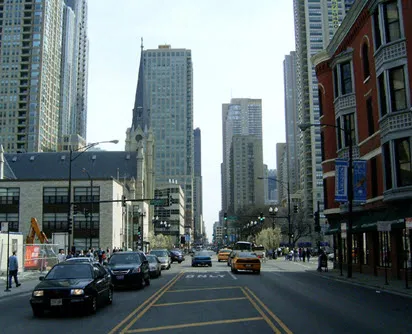 exterior red brick facade of vintage 814 N. State Apartments