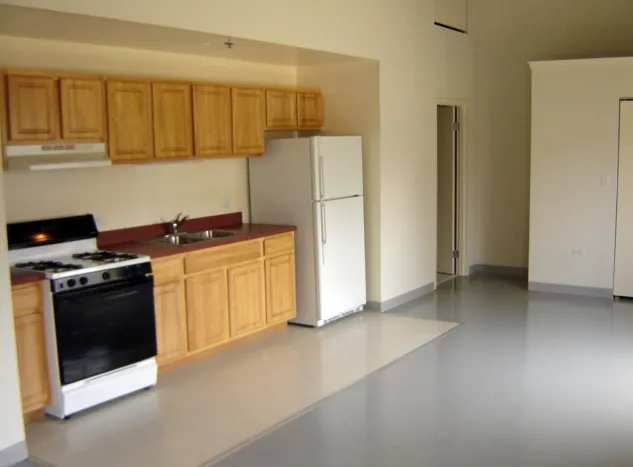 exterior view of Switching Station Artist Lofts in garfield park chicago