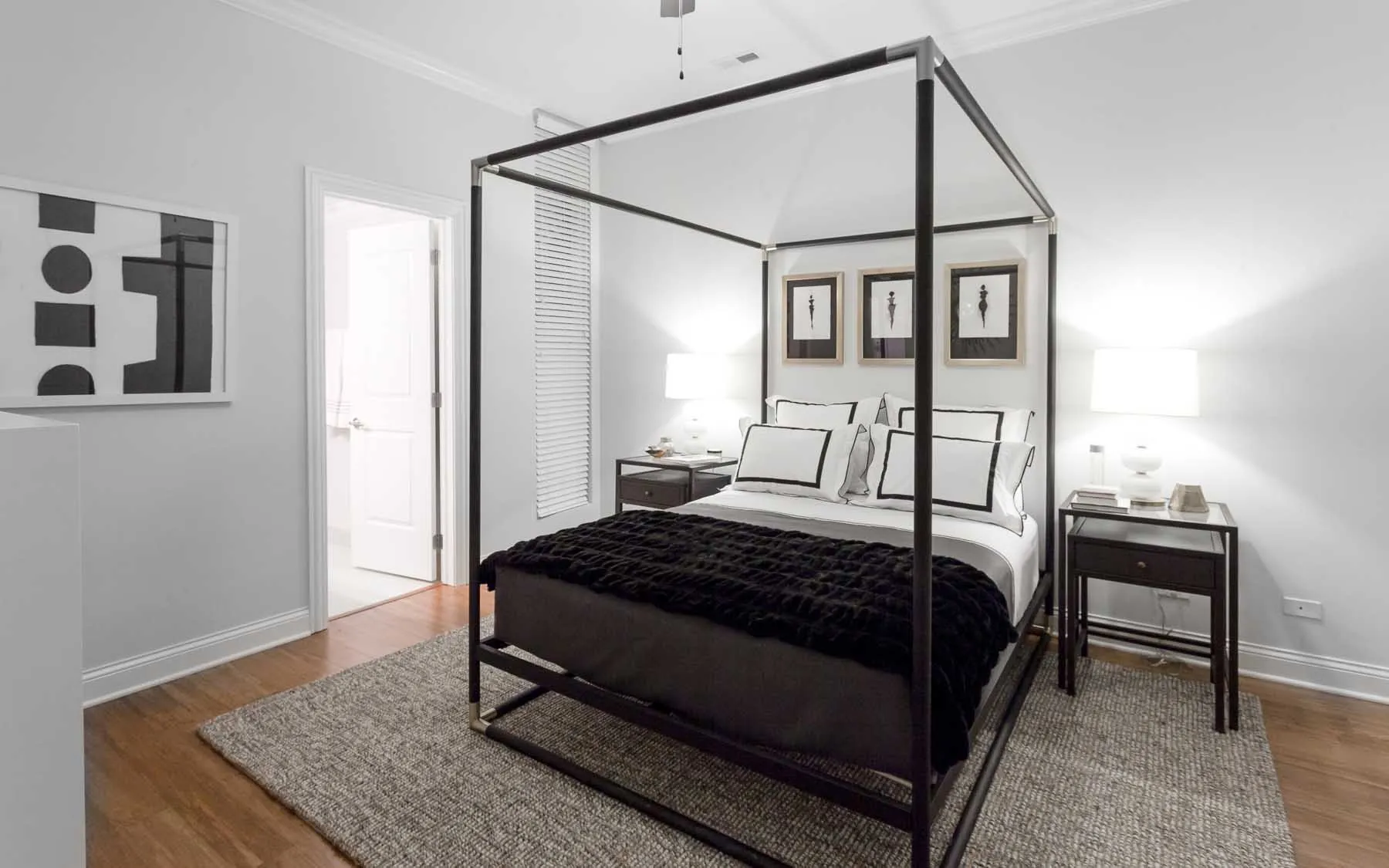 model living room unit at Madison Throop Place Apartments