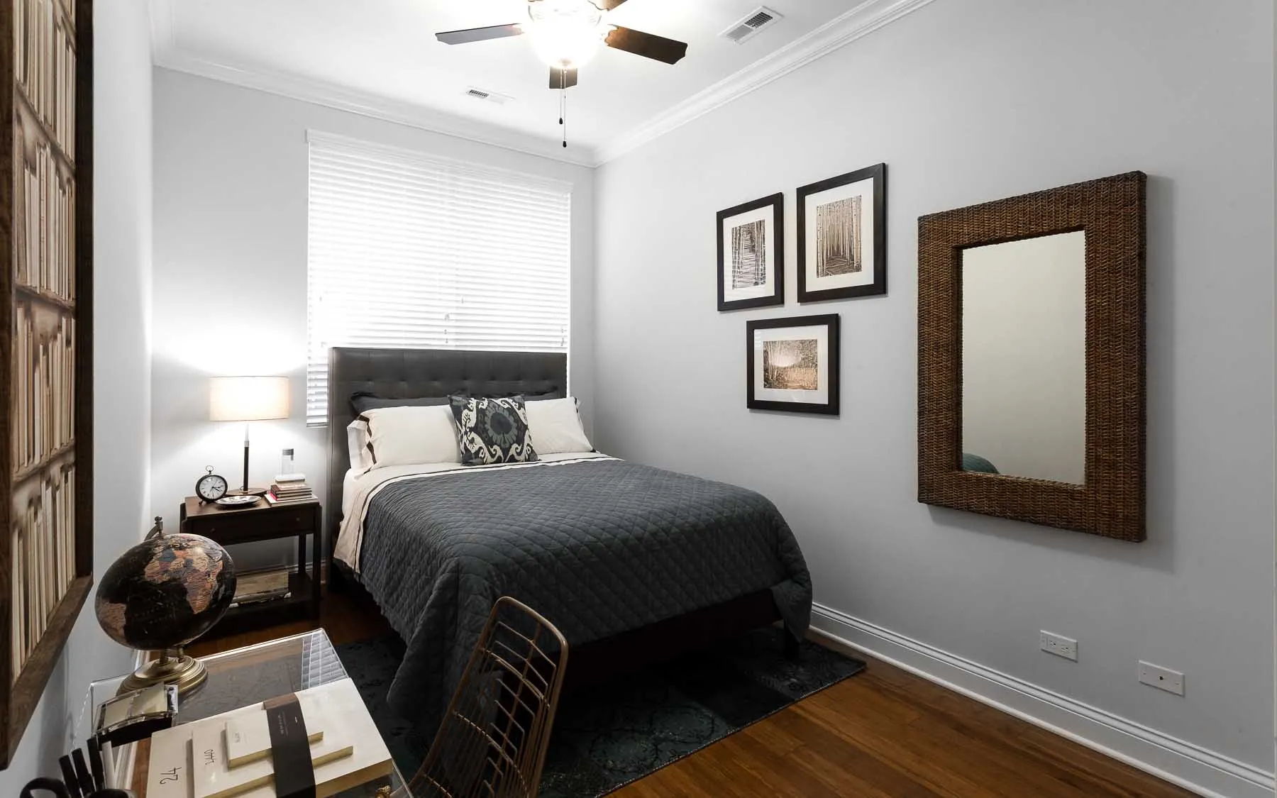 model living room unit at Madison Throop Place Apartments