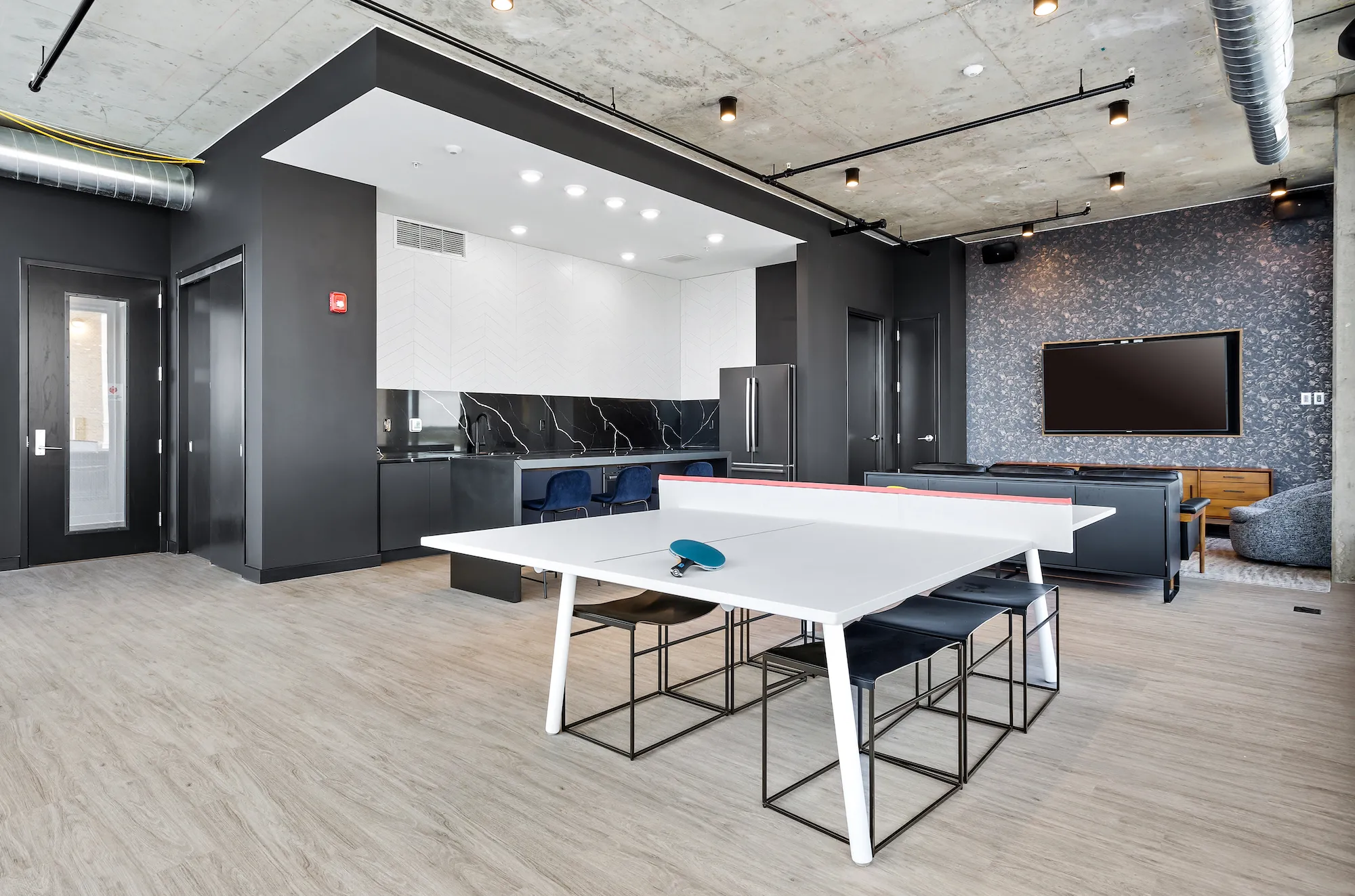 model furnished living room at Upshore Chapter Apartments