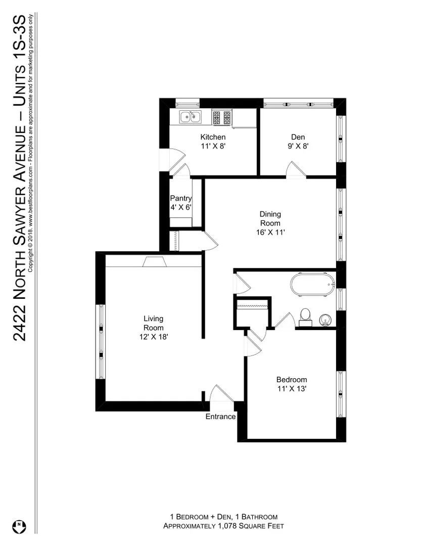 2422 N Sawyer Ave, ,  60647, USA 60647-unit#3S-Chicago-IL