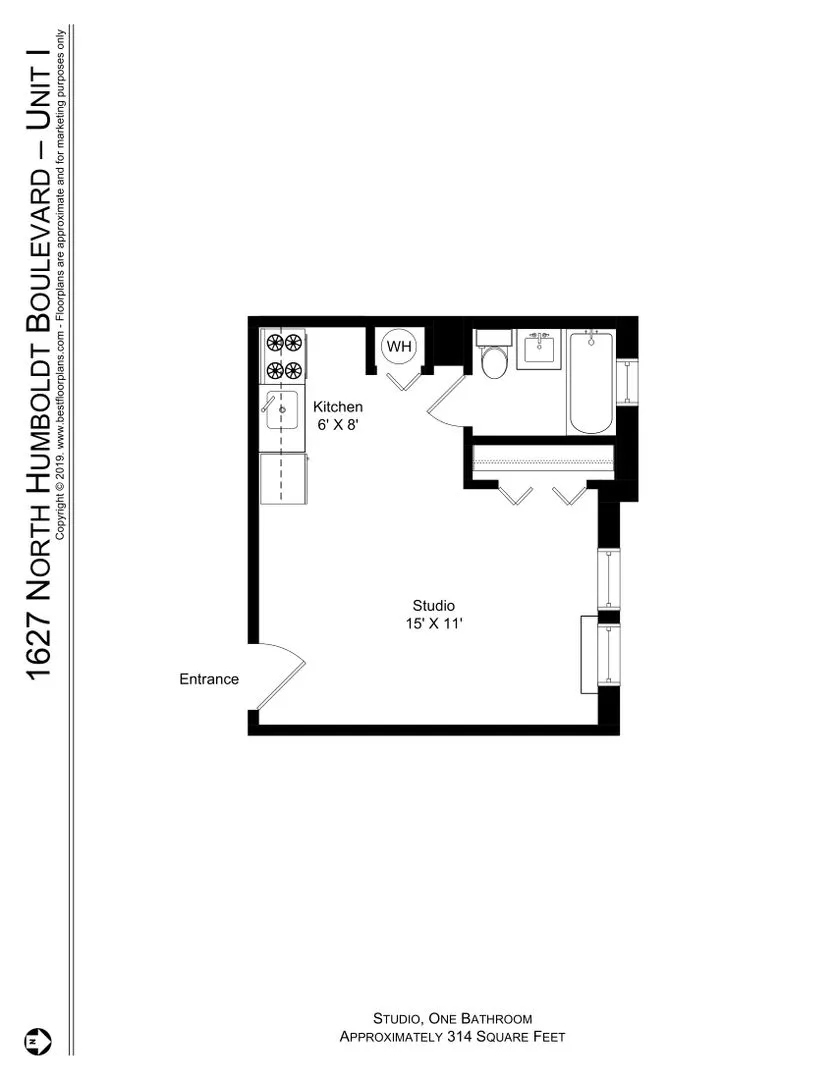 1627 N Humboldt Blvd, ,  60647, USA 60647-unit#2I-Chicago-IL