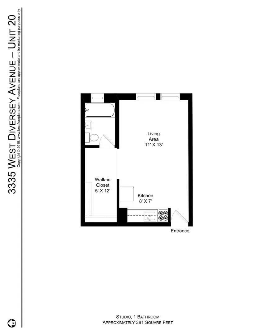 3335 W Diversey Ave, ,  60647, USA 60647-unit#220-Chicago-IL