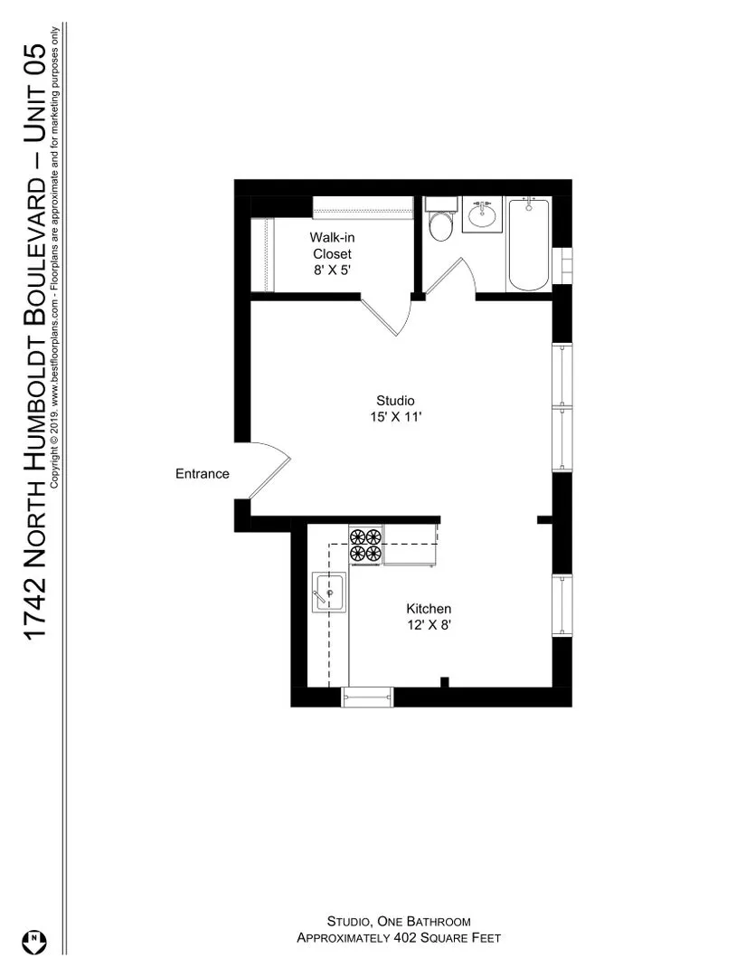 1742 N Humboldt Blvd, , 60647, USA 60647-unit#205-Chicago-IL