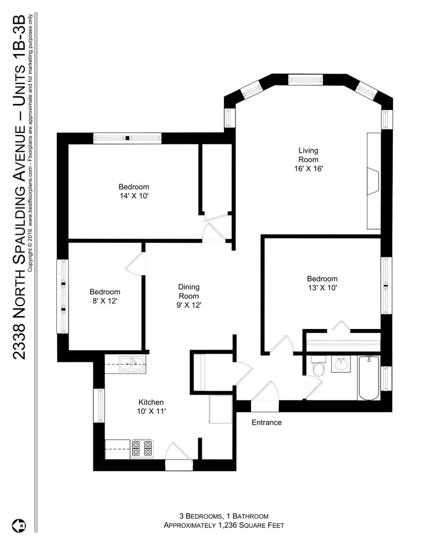 2338 N Spaulding Ave, ,  60647, USA 60647-unit#1B-Chicago-IL