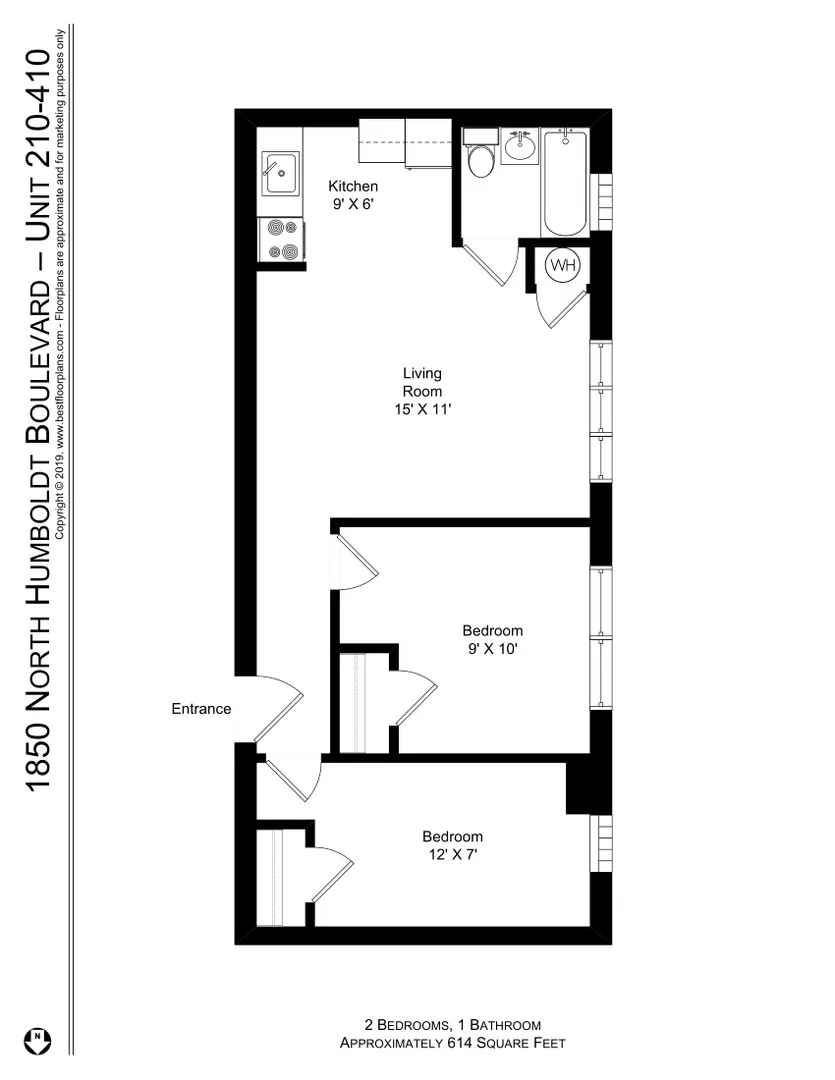 1850 N Humboldt Blvd, ,  60647, USA 60647-unit#410-Chicago-IL