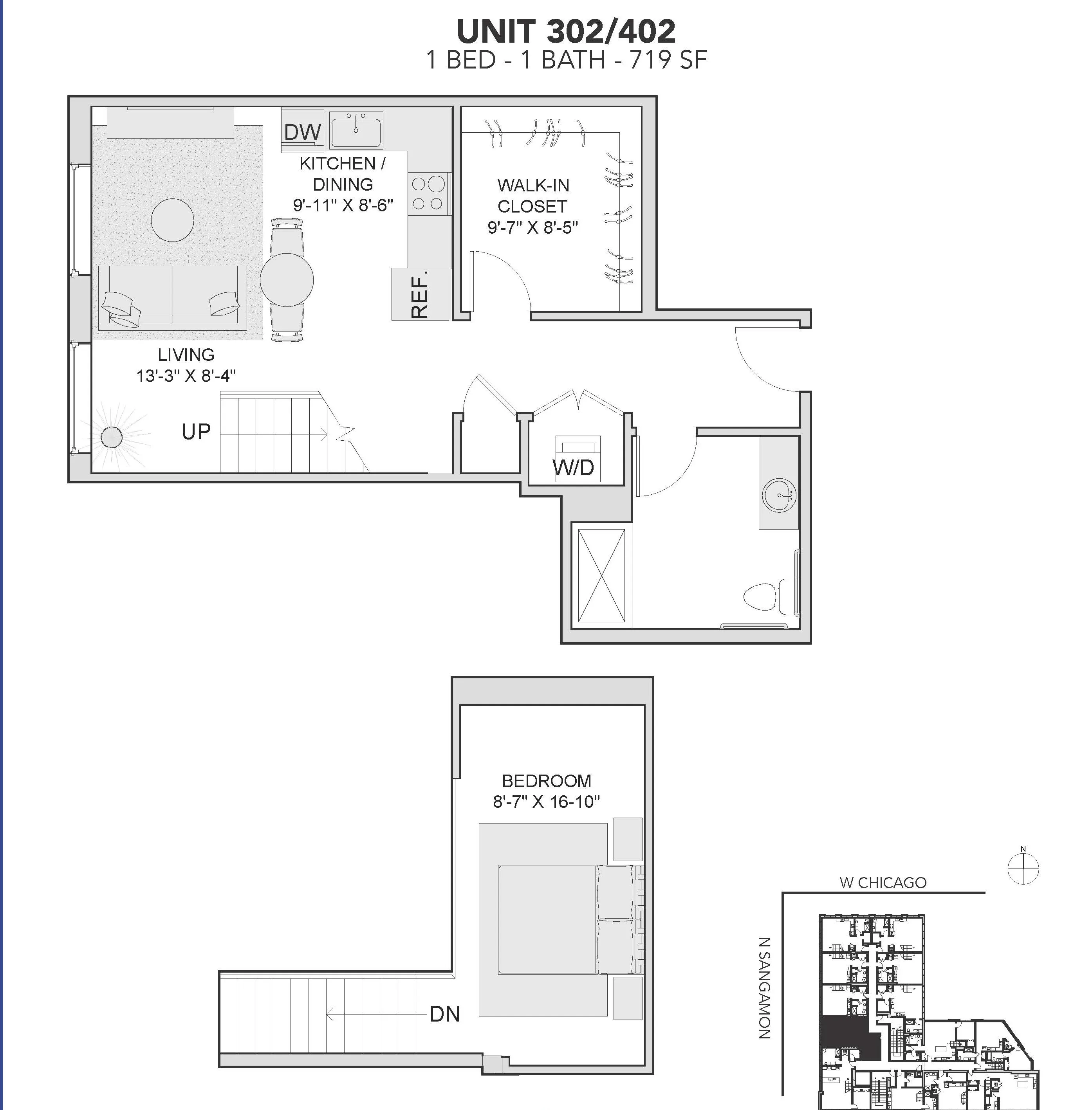 729 N Sangamon St, ,  60642, USA 60642-unit#302-Chicago-IL