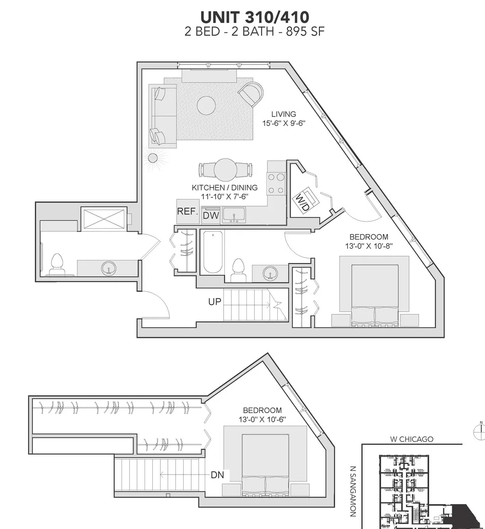 729 N Sangamon St, ,  60642, USA 60642-unit#410-Chicago-IL