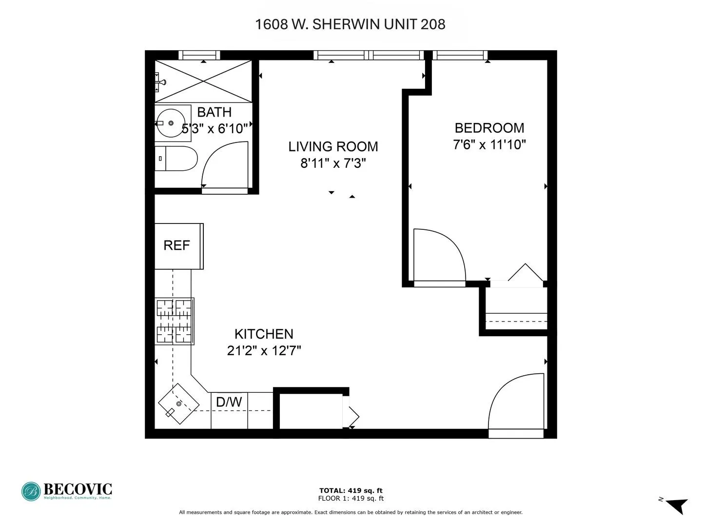 1608 W Sherwin Ave, ,  60626, USA 60626-unit#208-Chicago-IL