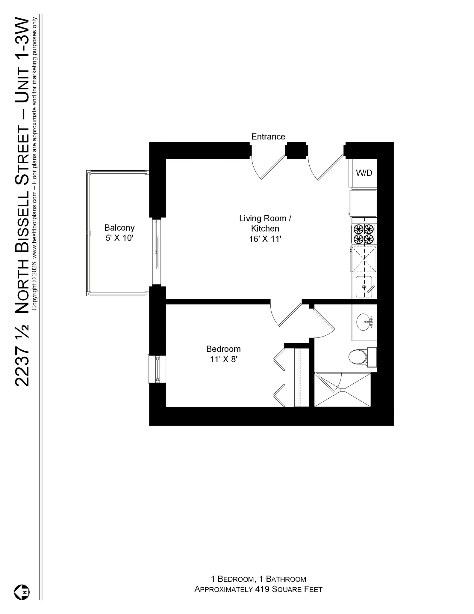 2237 N Bissell St, ,  60614, USA 60614-unit#2237.5-3W FP-Chicago-IL