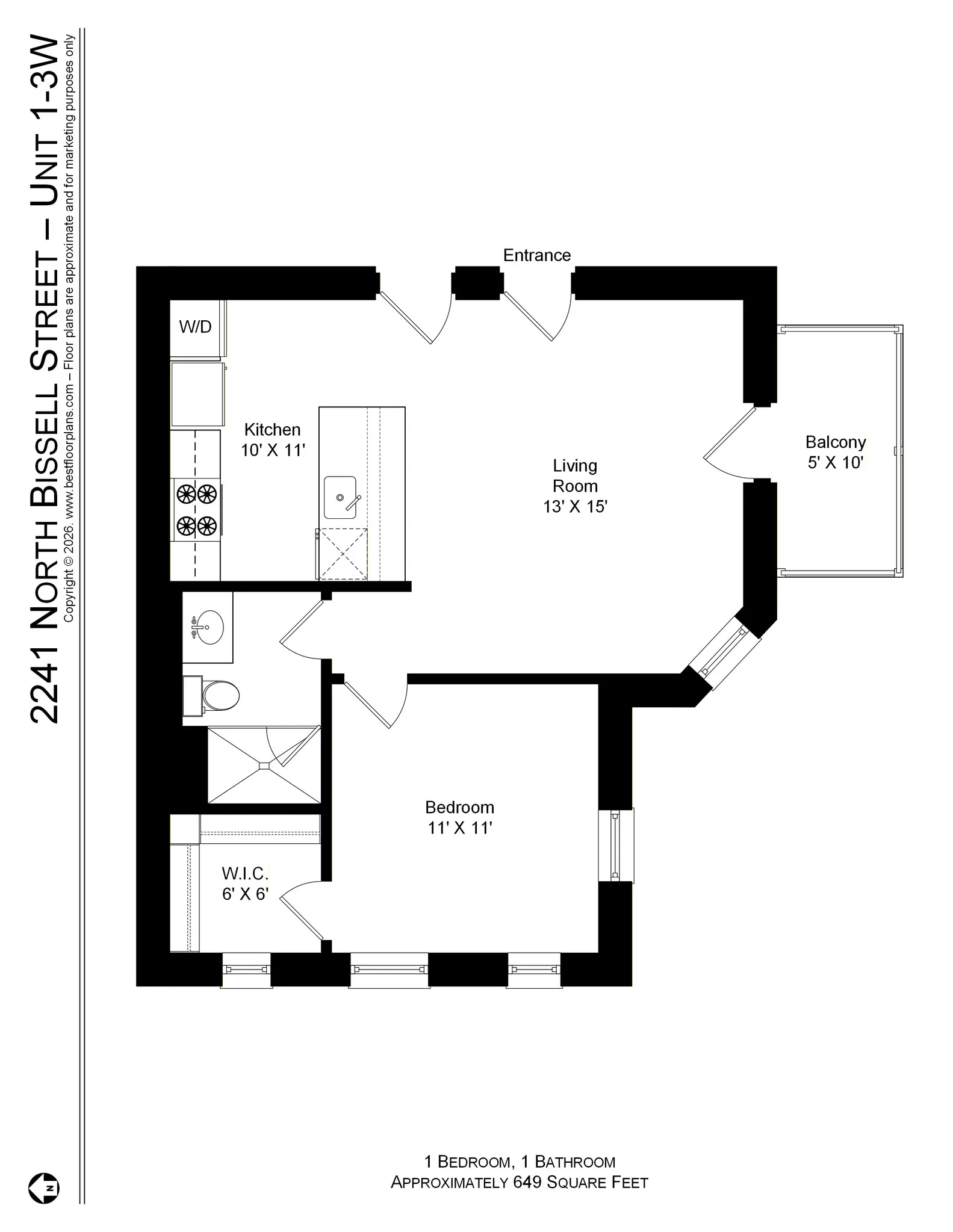 2237 N Bissell St, , 60614, USA 60614-unit#2241-1W FP-Chicago-IL