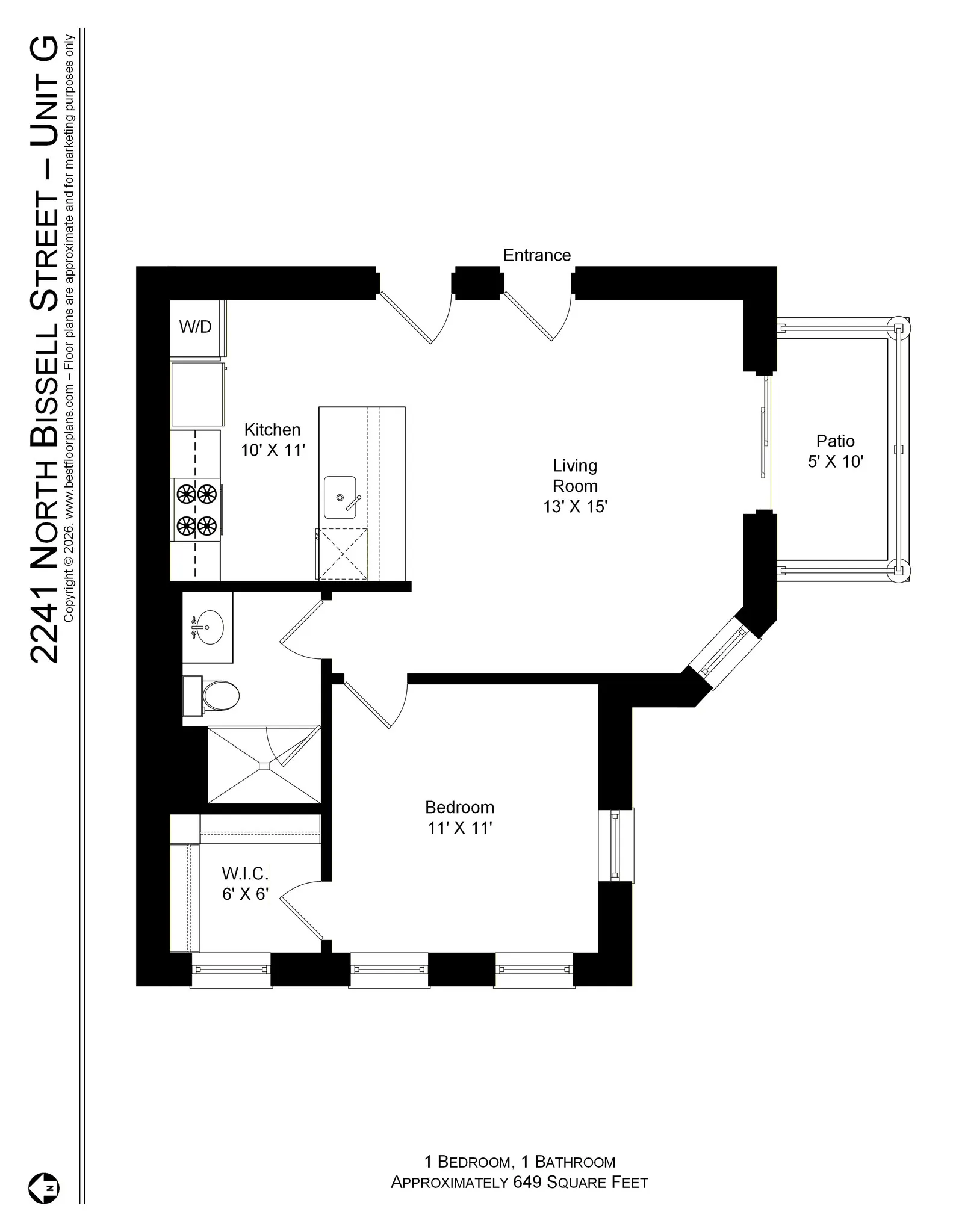 2237 N Bissell St, , 60614, USA 60614-unit#2241-G FP-Chicago-IL