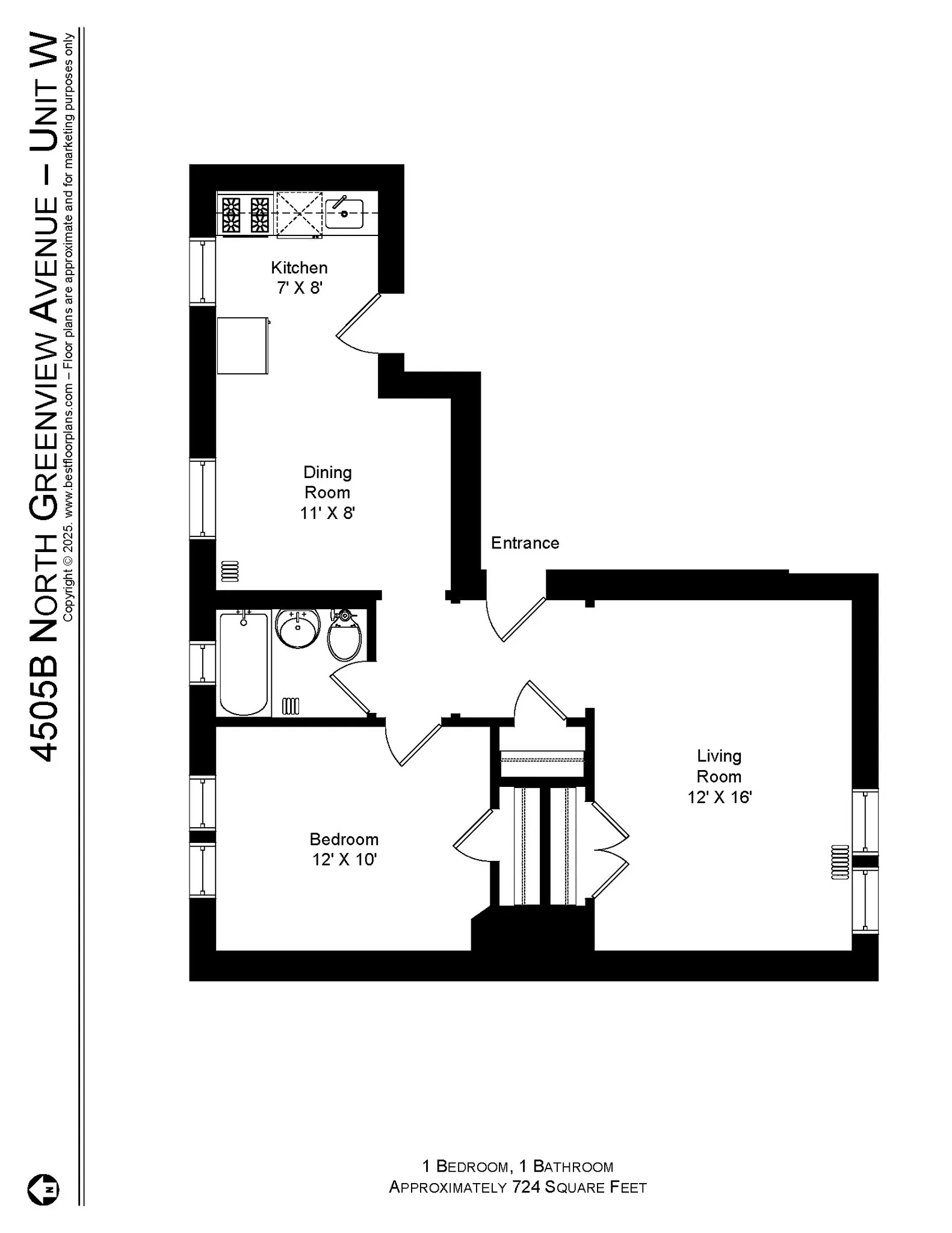 4501 N Greenview Ave, ,  60640, USA 60640-unit#4505B-1W FP-Chicago-IL