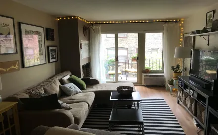 living room with balcony