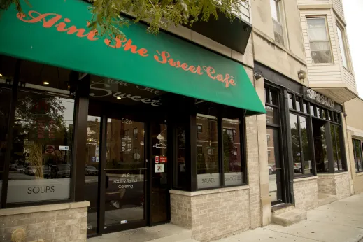 Ain't She Sweet Cafe front entrance at 526 E 46th St in Bronzeville Chicago