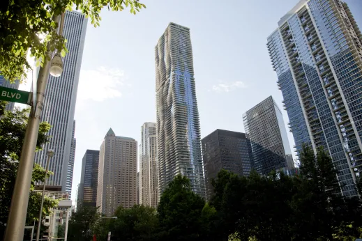 Aqua Tower apartments in Lakeshore East Chicago