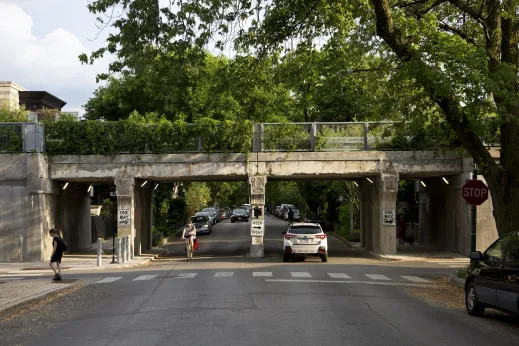 Bloomingdale Trail street viaduct in Bucktown Chicago