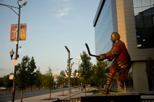 Bobby Hull statue at United Center Chicago on Near West Side Chicago