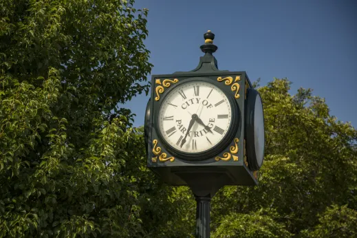 Clock city trees decorative Park Ridge Illinois