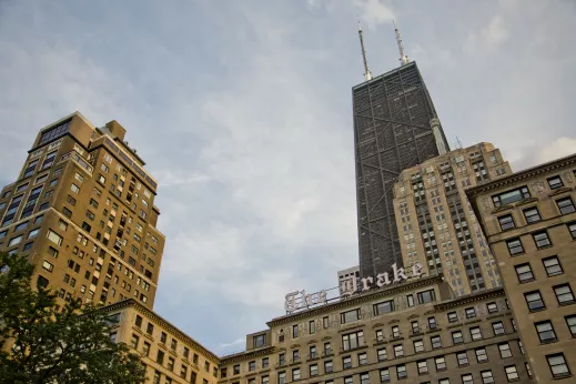 Drake Hotel and Palmolive Building in the Gold Coast Chicago