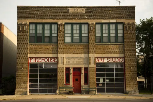 Firehouse Art Studio front entrance on W Roosevelt Rd in University Village Chicago