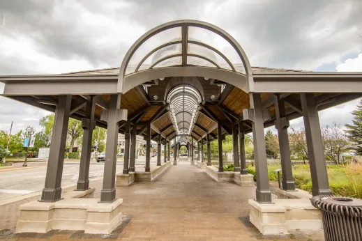 Gazebo at train station in Highland Park, IL