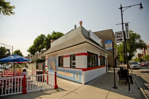 Hot Dog Express restaurant on North Milwaukee Avenue in Portage Park Chicago