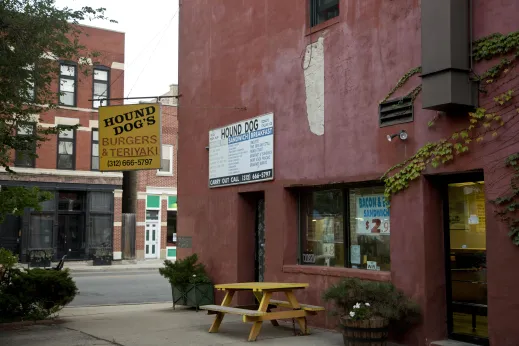 Hound Dog restaurant sign on Near West Side Chicago
