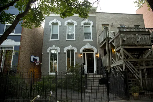 Italianate style house front on Near West Side Chicago