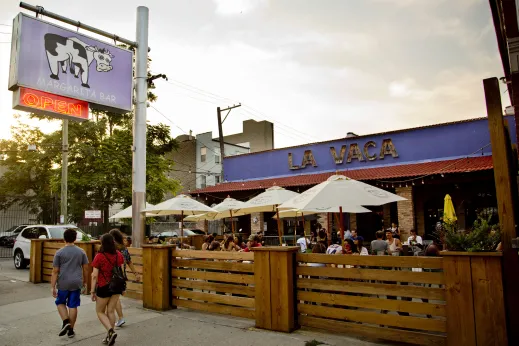 La Vaca Margarita Bar and restaurant outdoor patio seating in Pilsen Chicago