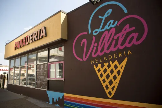 La Villita Heladeria wall sign in Little Village Chicago