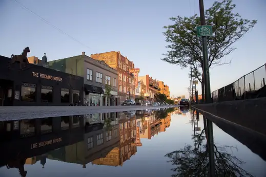 Milwaukee Avenue businesses exterior in Logan Square Chicago