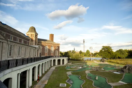 Mini-Golf course and fieldhouse in Douglas Park in North Lawndale Chicago