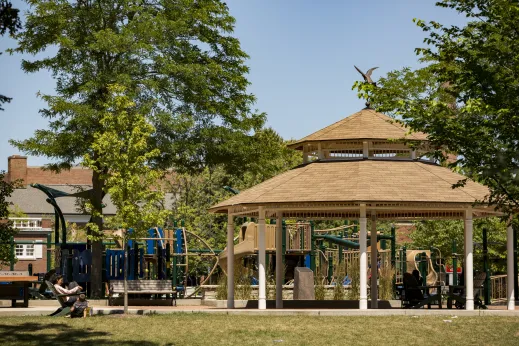 Park gazebo mom son slide Winnetka